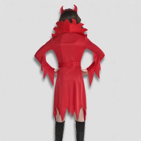 NIB Devious Devil Girls Costume Set Dress/Collar/Headband Red 4-6 - Picture 2 of 12